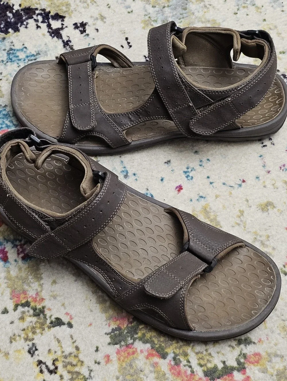 Vionic Mick Men's Size 14 Brown Hiking Sandals Adjustable Comfort Support Shoes